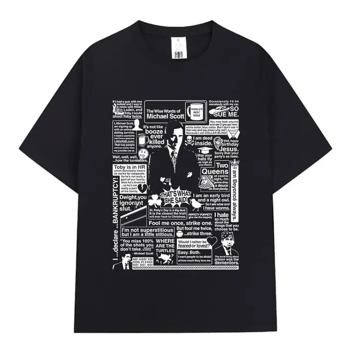 Les mots sages de Michael Scott hommage le bureau T-shirt série TV Dwight Schrute Jim Halpert T-Shirts surdimensionnés à manches courtes