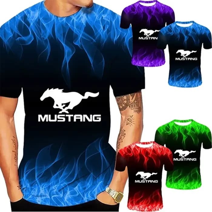 Le design artistique Mustang cool et à la mode 3D crée des manches courtes de sport confortables et respirantes