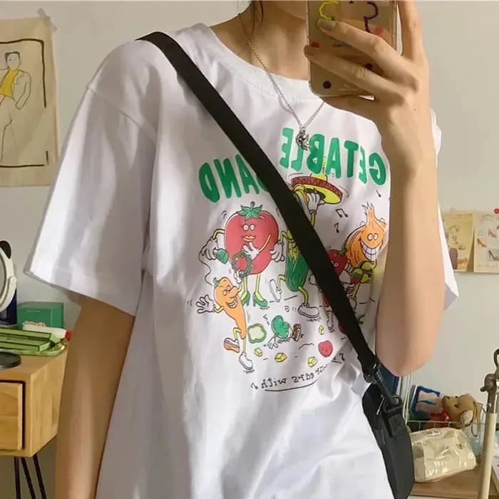 Bande végétale imprimer femmes t-shirt Harajuku Streetwear esthétique graphique