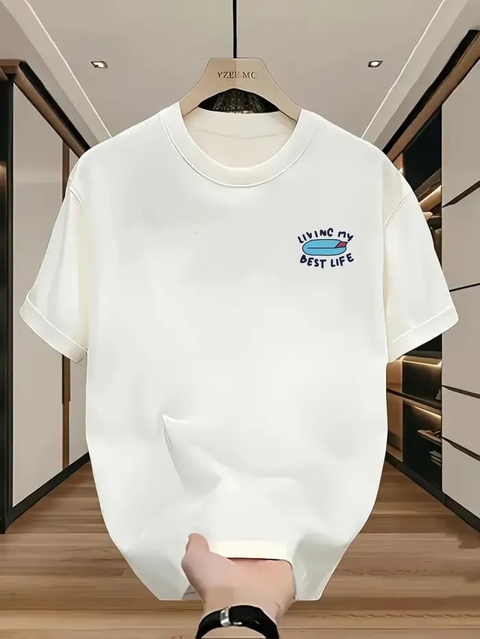 T-shirt pour homme 100% coton avec imprimé surf