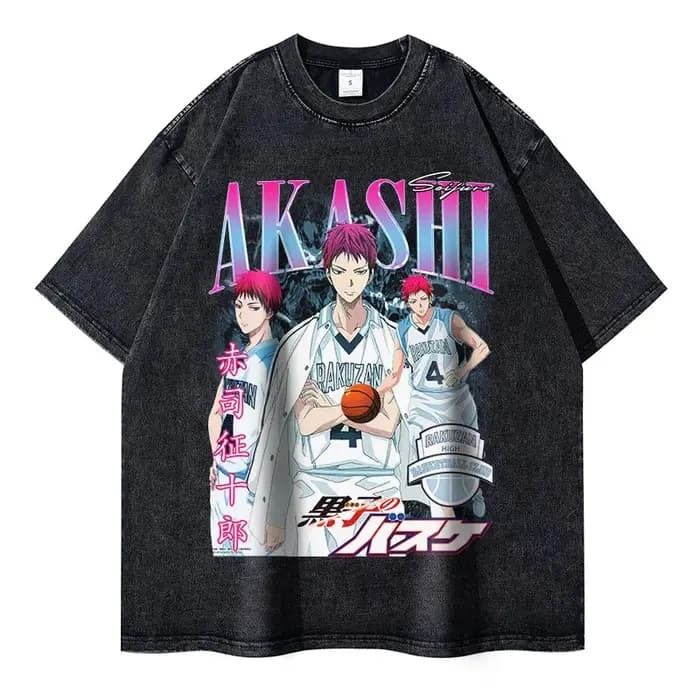 Kuroko Tetsuya-T-shirt Respzed Vintage Washed Anime pour Homme