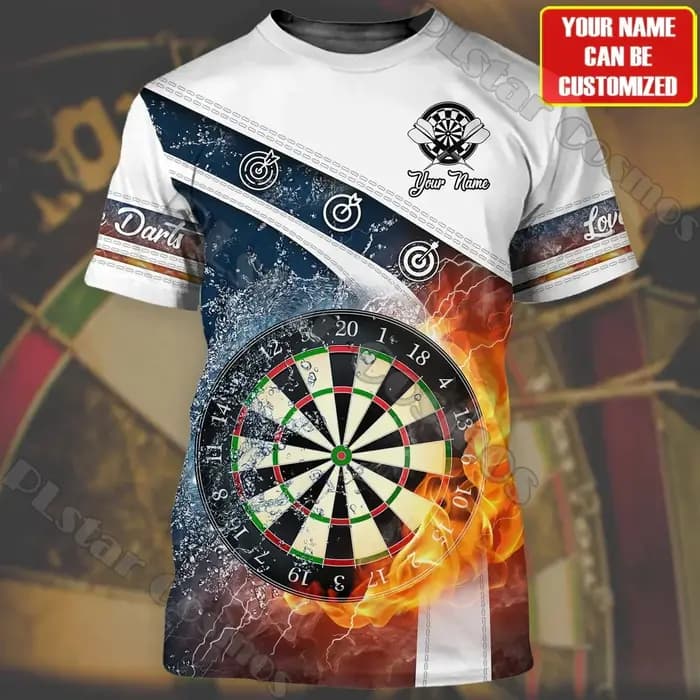 Nom personnalisé joueur de fléchettes 3D imprimé hommes T-Shirt été rue tendance sauvage unisexe