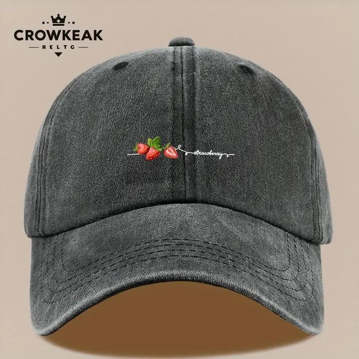 Casquette de baseball à imprimé fraises, 1 pièce, adaptée aux hommes et aux femmes, avec un design vintage vieilli. Ceci est élégant et léger