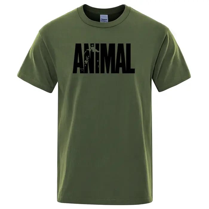 T-shirt Homme Ample et Oversize à Col Rond, Imprimé Lettres ANIMAL, Manches Courtes, Style Streetwea