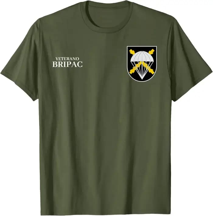 BRIPAC Veterano Ejército Español Paraca T-Shirt Manches Courtes Décontracté 100% Coton Chemise