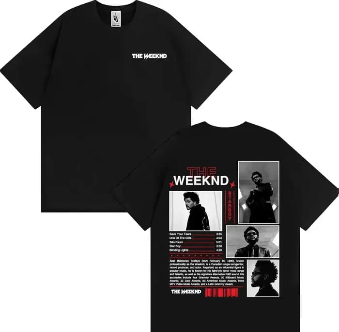 Rappeur The Weeknd Starboy Album couverture T-shirt vêtements pour hommes Harajuku Punk Hip Hop T-shirts homme 100%