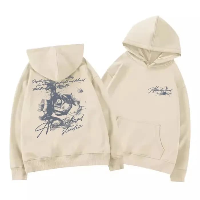 Rose lettre imprimer LazyStyle hommes femmes sweat à capuche automne hiver quotidien en plein air vacances Fitness décontracté ample chaud vêtements de sport