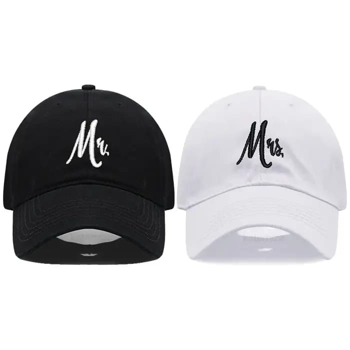 Correspondant M. & Mme Casquette de Baseball en coton brodé pour hommes et femmes
