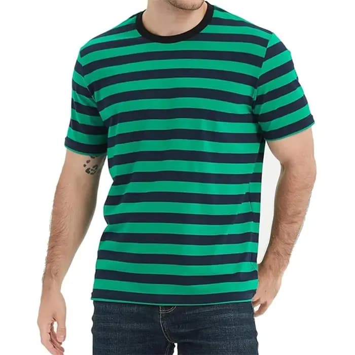 T-shirts graphiques simples à fines rayures pour hommes