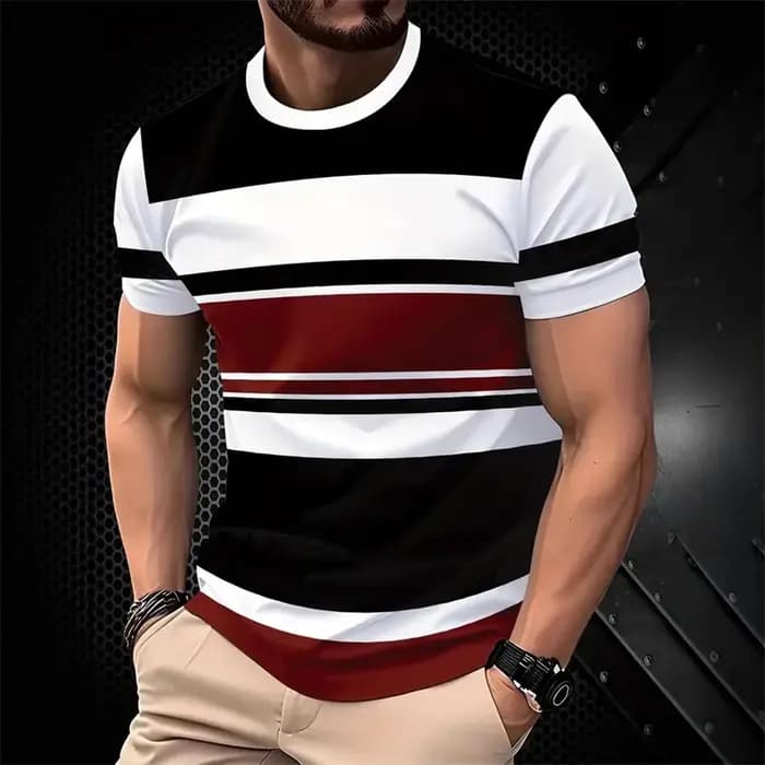 Nouveaux T-shirts graphiques rayés 2026 pour hommes – Mode estivale