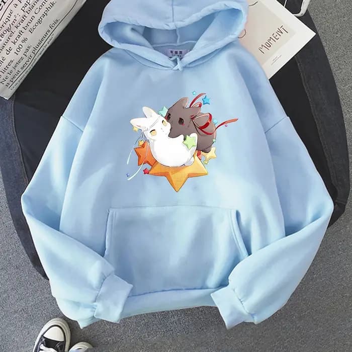Sweat à capuche imprimé lapin pour femme