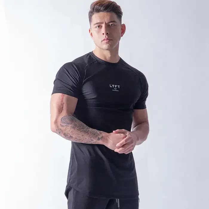 Blanc décontracté à manches courtes T-shirt hommes salle de sport Fitness coton chemise mâle muscula