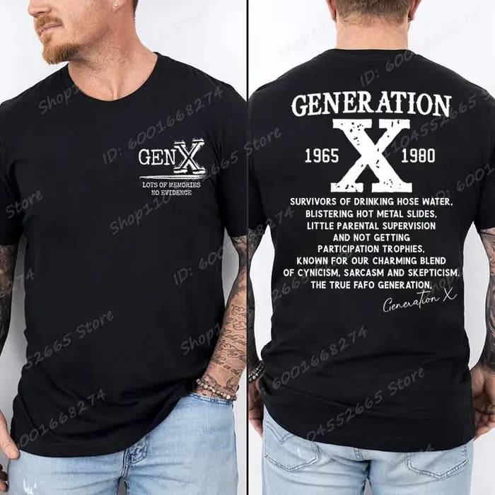 Fier Gen X T-shirts 1965 à 1980 Vintage génération X T-Shirt à manches courtes col rond