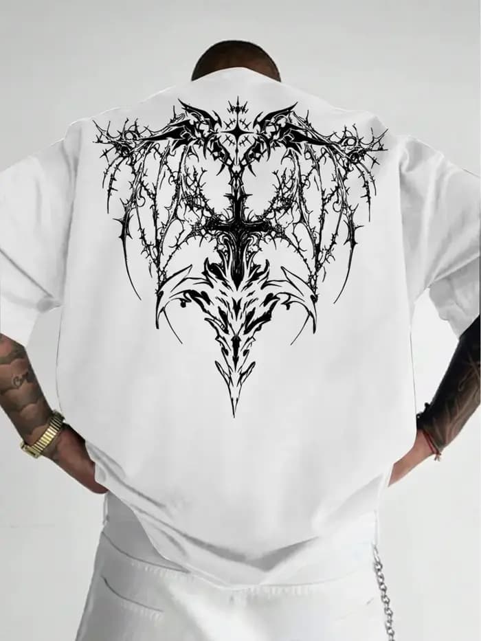 T-shirt pour homme en coton 100% avec imprimé graphique croix à épines gothiques