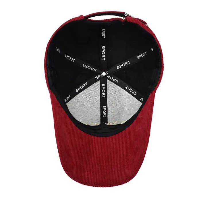 Casquette de baseball en velours côtelé rouge-brun vintage FS avec lettres 3D