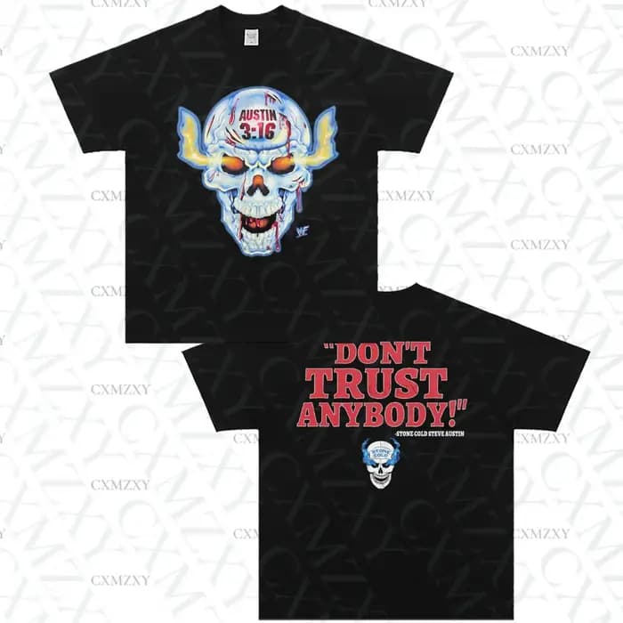 Stone Cold Steve Austin loisirs lutte pur coton rétro à manches courtes T-shirt de haute qualité mar