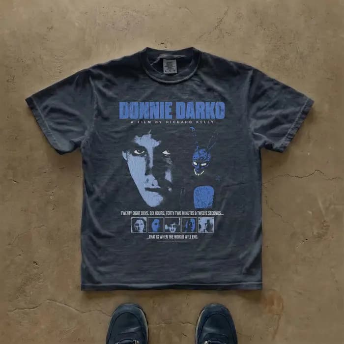 T-shirt d'été pour femme, style rétro, avec affiche du film Donnie Darko, en pur coton respirant, à