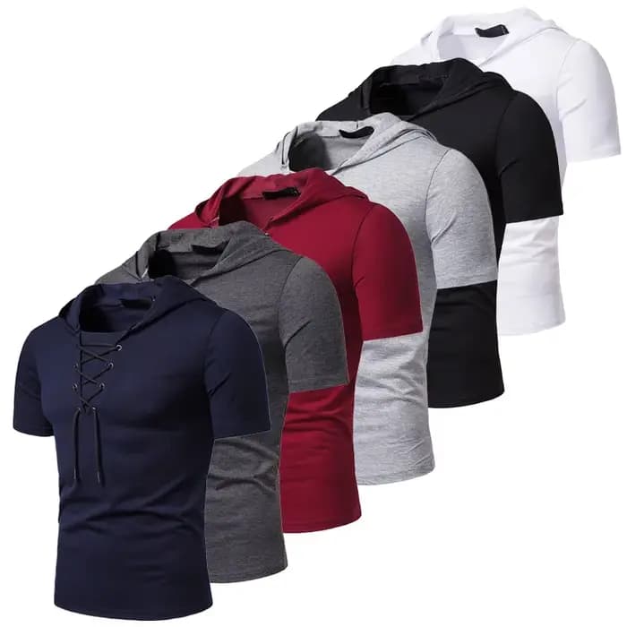 T-shirt à capuche hommes 2025 nouveau manches courtes Streetwear col rond