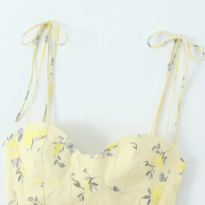 Débardeur court à imprimé floral doux style américain