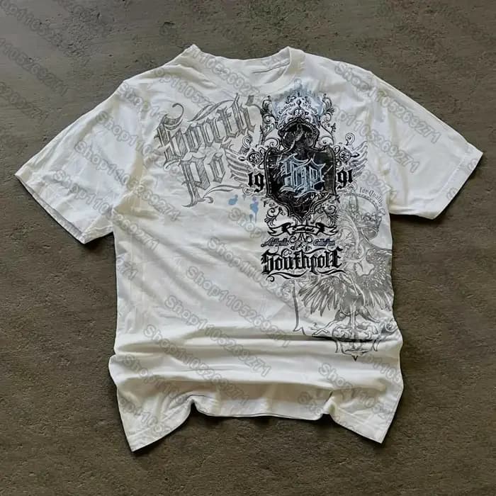 T-shirt Hip Hop Streetwear Femme Vintage Graphique Style Américain Mode Ample Tops Décontractés Couple Manches Courtes Vêtements