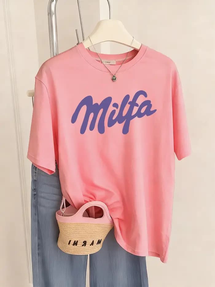 T-shirts à imprimé lettres Milfa pour femmes