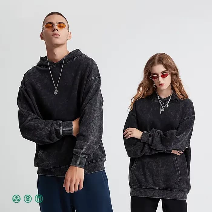 Sweats à capuche en coton lavés à l'acide vintage pour hommes et femmes