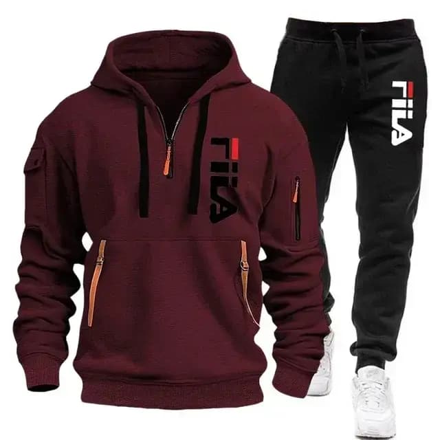 Nouvel ensemble sportif homme automne-hiver 2026 : sweat à capuche multi-poches zippé et pantalon