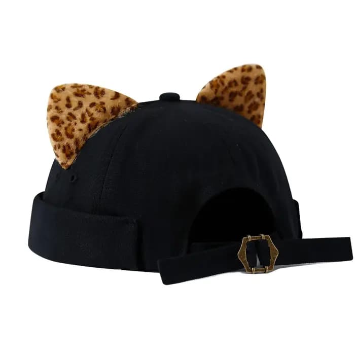 Casquette Docker Unisexe à Oreilles de Chat Imprimé Léopard Hip Hop
