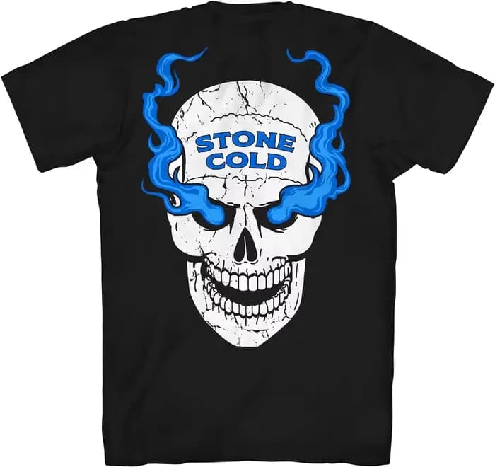 T-shirt pour homme Stone Cold Steve Austin Skull 3 16 pouces devant et derrière