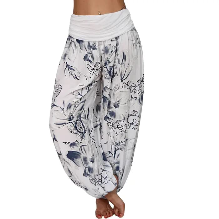 Pantalon Harem Femme Imprimé Ample Décontracté Jambe Large Baggy Tendance Esthétique Rétro Cargo Jogger Parachute Vêtements Féminins