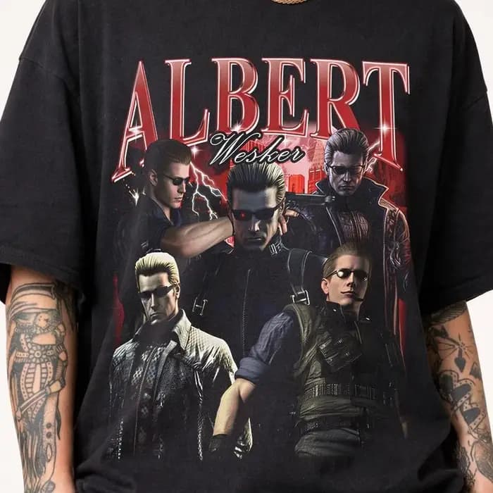 T-shirt de jeu vidéo Albert Wesker Residence Evil, T-shirt de jeu vidéo