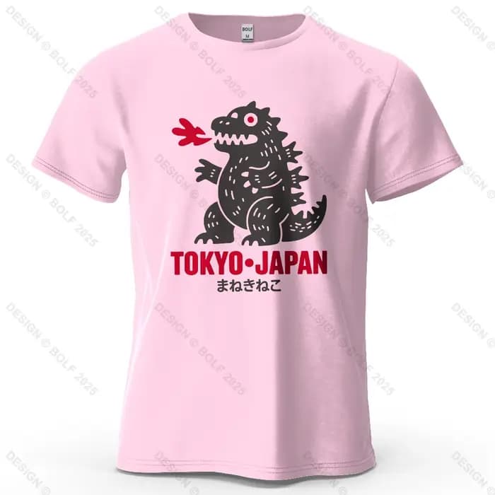 Tokyo dinosaure imprimé hommes T-Shirt 100% coton surdimensionné japonais Harajuku graphique t-shirt