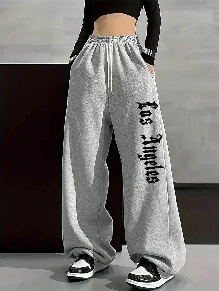 Pantalon de jogging pour femmes et enfants - Coupe décontractée avec taille à cordon de serrage et imprimé lettres