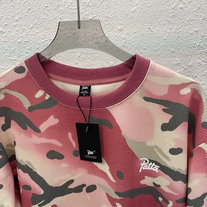 Hommes femmes Couple décontracté rose Camouflage Patta à manches longues T-Shirt de qualité supérieure confortable Base