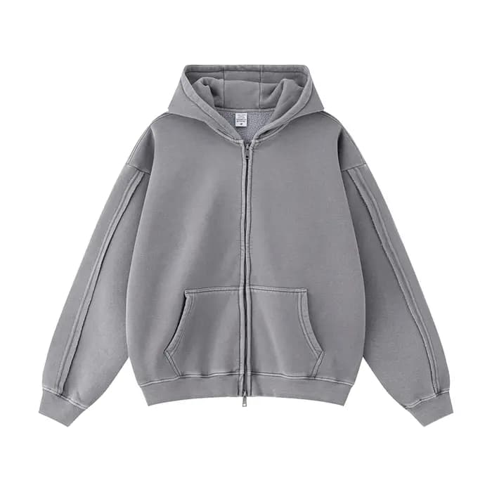 2025 automne hiver mode sweat à capuche polaire pour hommes fermeture éclair coton coupe tridimensionnelle épaissi