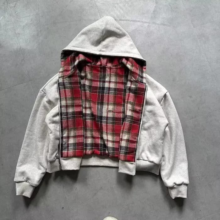 2025 sweat à capuche pour hommes unisexe sweat à capuche hiver Plaid imprimé fermeture éclair polaire veste Double face fermeture éclair ample décontracté Streetwear