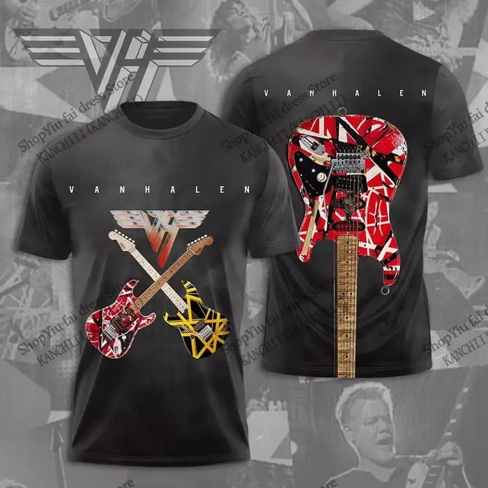 T-shirt imprimé 3D vintage du groupe de rock Van Halen
