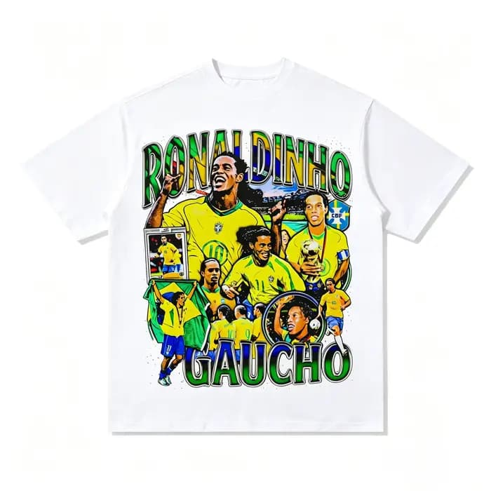 T-shirt graphique vintage Ronaldinho Gaucho Équipe nationale du Brésil
