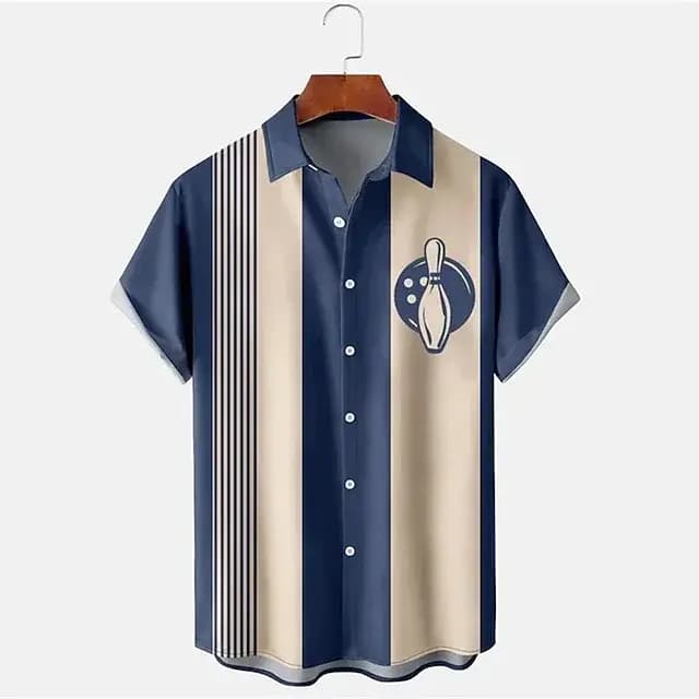 Chemise pour hommes boule de Bowling 3D imprimé revers femmes décontracté mode manches longues chemises bouton Streetwear surdimensionné unisexe vêtements