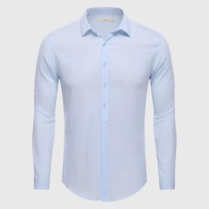 Chemise décontractée en coton et lin pour hommes