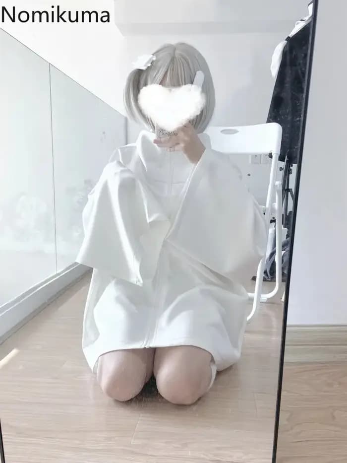 2025 Ropa Mujer Streetwear manteau pour femmes japonais Y2k vêtements mode blanc fermeture éclair