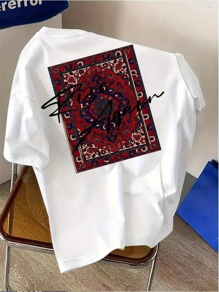 T-shirt graphique à motif de tapis persan Rise Again pour homme