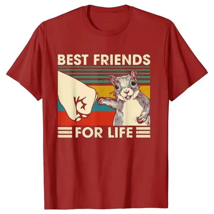 Drôle rétro Vintage écureuil meilleur ami pour la vie t-shirts graphique coton Streetwear cadeaux d'anniversaire Style d'été T-shirt
