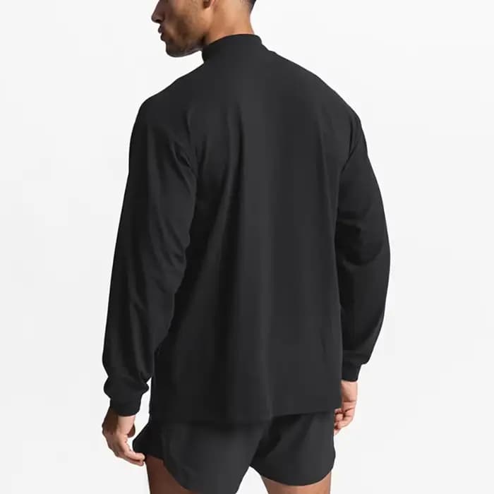 T-shirts de course à manches longues surdimensionnés pour hommes col roulé épaule tombante sport ample Fitness t-shirt