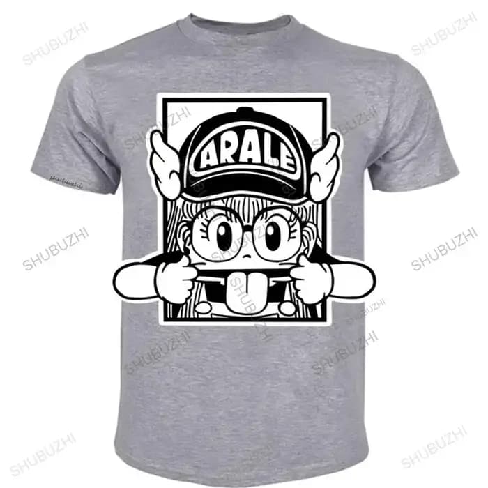 En ligne Arale dessin animé t-shirt personnalisé coton à manches courtes mâle petite taille noir t-shirts chemise