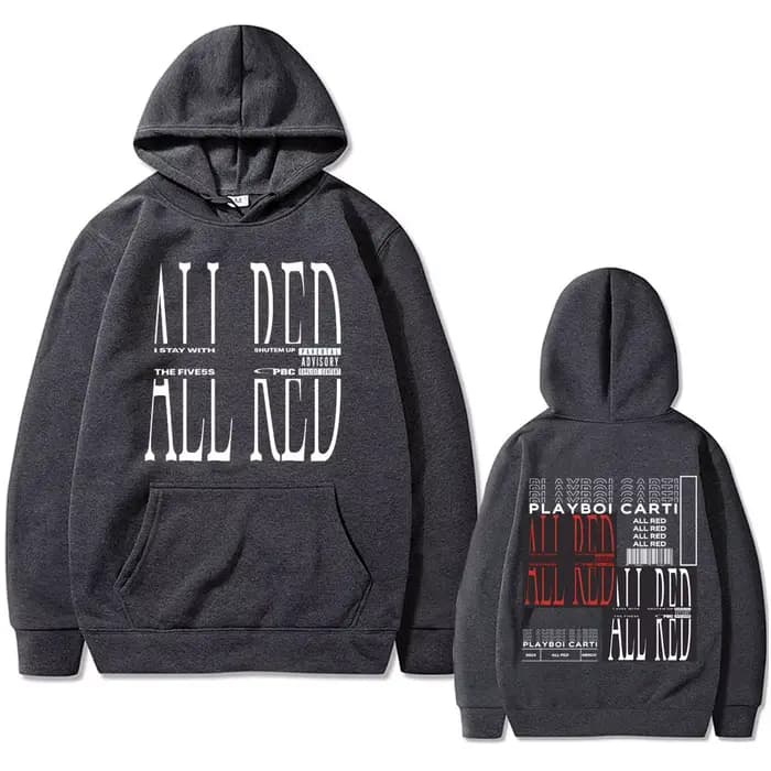 Sweat à capuche Rared Playboi Carti Opium All Red Album Graphic pour hommes et femmes