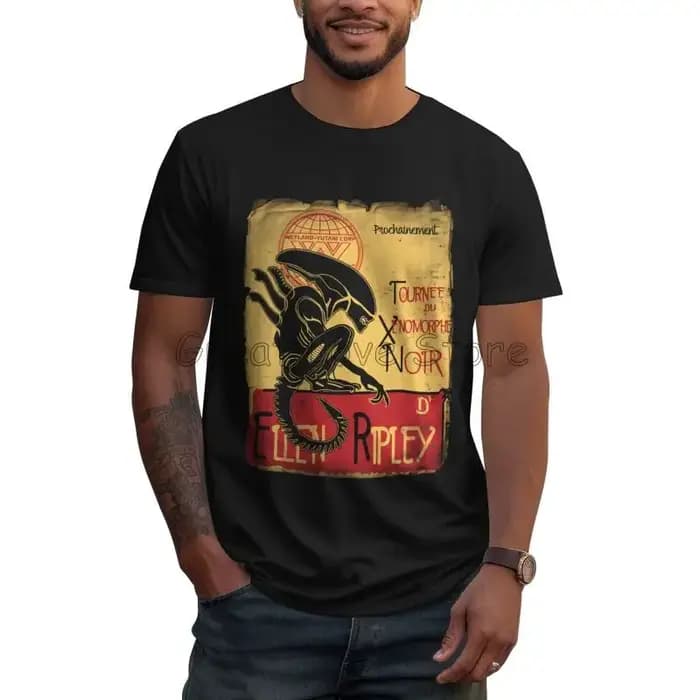 Tournee Du Xenomorphe Noir Essentiel Unique T-shirt Alien Ellen Ripley Design T-shirts Hommes Coton