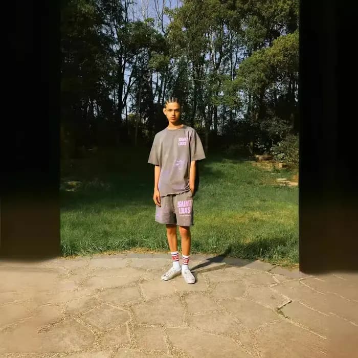 SSSAINT LOUIS fait à la main vieille et sale éclaboussures d'encre pour détruire le logo à manches courtes décontracté ample à la mode été T-shirt