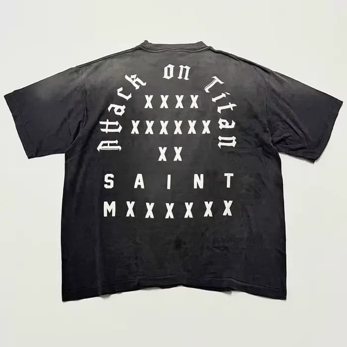 T-shirt Rétro Saint de Bonne Qualité pour Homme et Femme, Effet Délavé, Impression Vieillie, Manches Courtes, Coton Ample, Mode Streetwear, Nouveau