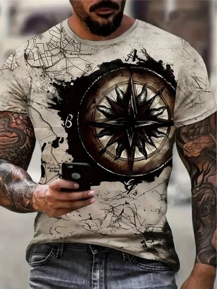 T-shirt classique d'été pour homme avec imprimé 3D color-block